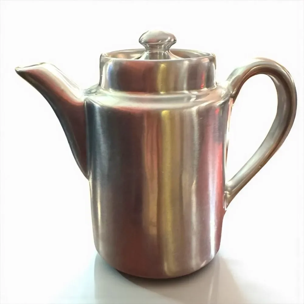 Vintage Hall China Washington 2 Cup Coffee Pot Silver Glow Nickel